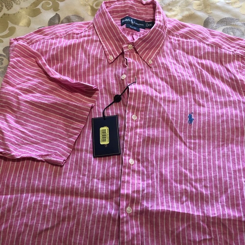 Polo Ralph Lauren Men’s Pink Linen S/S Shirt XXL